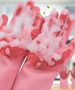 Silicon Dish Scrubber Gloves 100% Food Grade Cleaning Sponge Dishwashing Brush